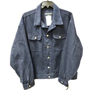 Sportsmaster Denim Jacket Mens XXL Navy Blue Made‎ in USA Button Front